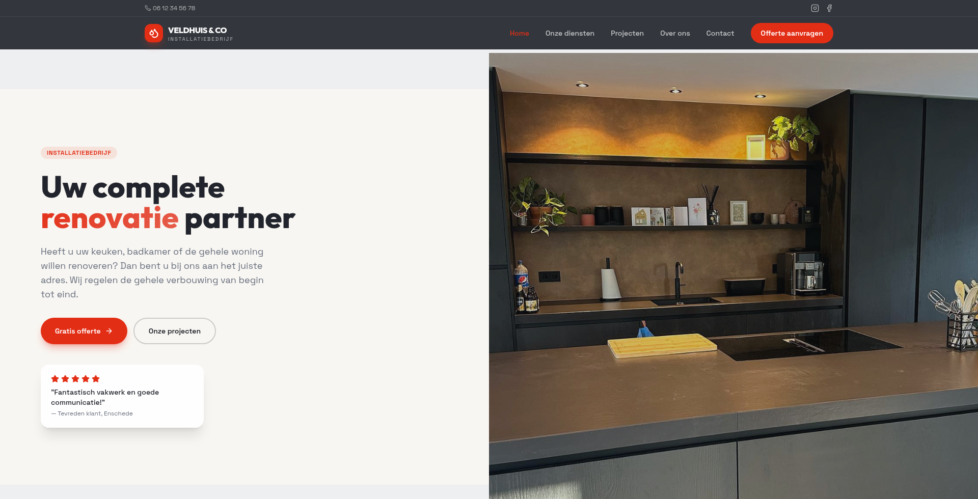 Live website van Veldhuis & Co — gemaakt door Web-Vakman